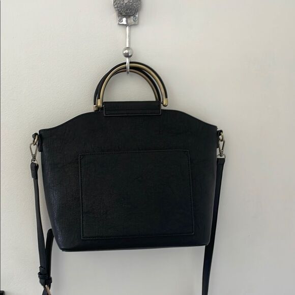 Antik Kraft Handbags - Antik Kraft Womens Black Vegan-Leather Crossbody Handbag